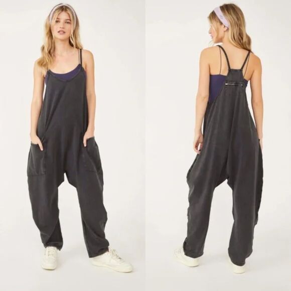 Free People Hot Shot Onesie XS Black Jumpsuit Overalls | Utility Style Romper - Picture 1 of 6